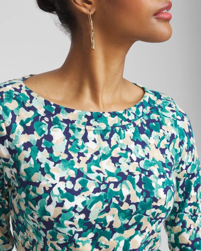 Camo 3/4 Sleeve Bateau Neck Tee - image 4